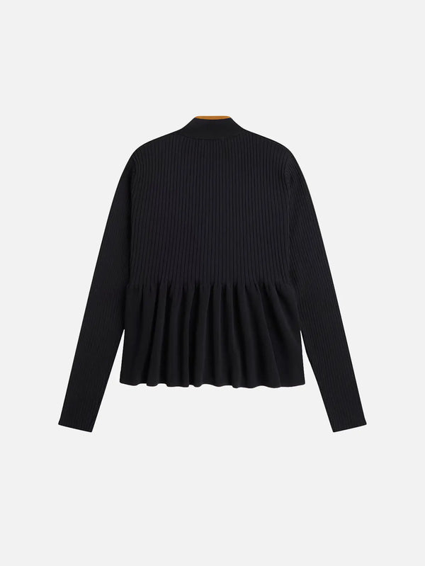 FRED PERRY Zip-Through Peplum Cardigan – siyah, arka görünüm