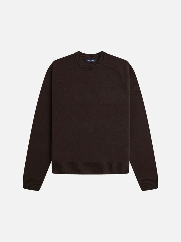 FRED PERRY Saddle Sleeve Jumper – Brown, ön görünüm