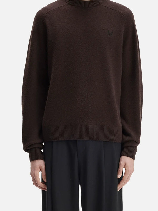 Fred Perry Saddle Sleeve Jumper – Brown, ön görünüm