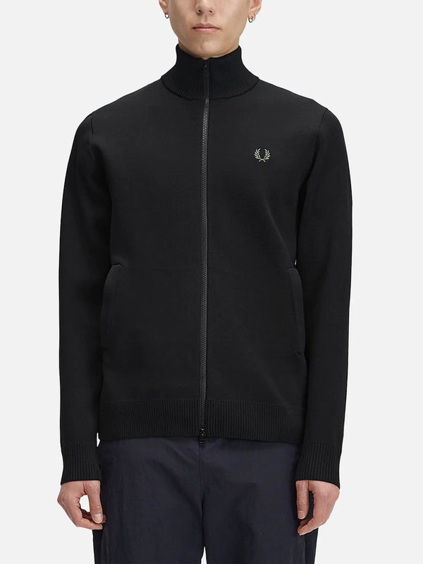 FRED PERRY Knitted Track Jacket - Black – önden görünüm