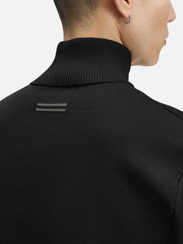 FRED PERRY Knitted Track Jacket - Black – arka görünüm, ribanalı yaka