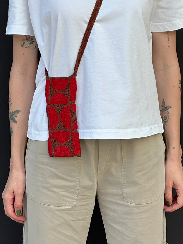 OHM HANDMADE, Circus Telefon Çantası - Kahverengi Kırmızı, TELEFON ÇANTASI, shopi go'da!