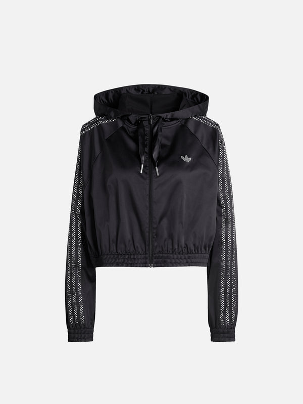 Pearl Cropped Zip Hoodie - Black