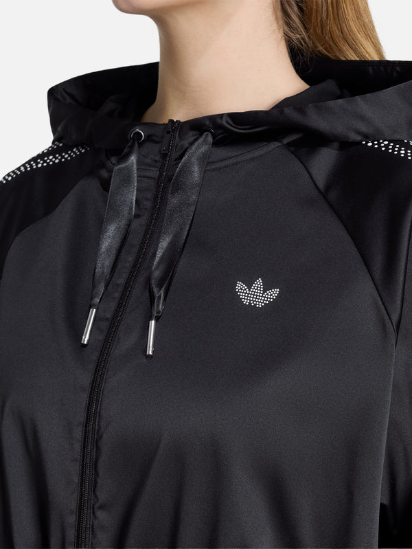 Pearl Cropped Zip Hoodie - Black