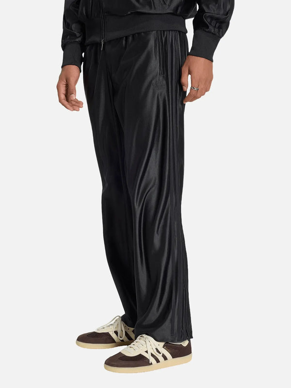 ADIDAS ORIGINALS Firebird Metallic Track Pants – siyah, ön görünüm, yan şeritler ve logolu