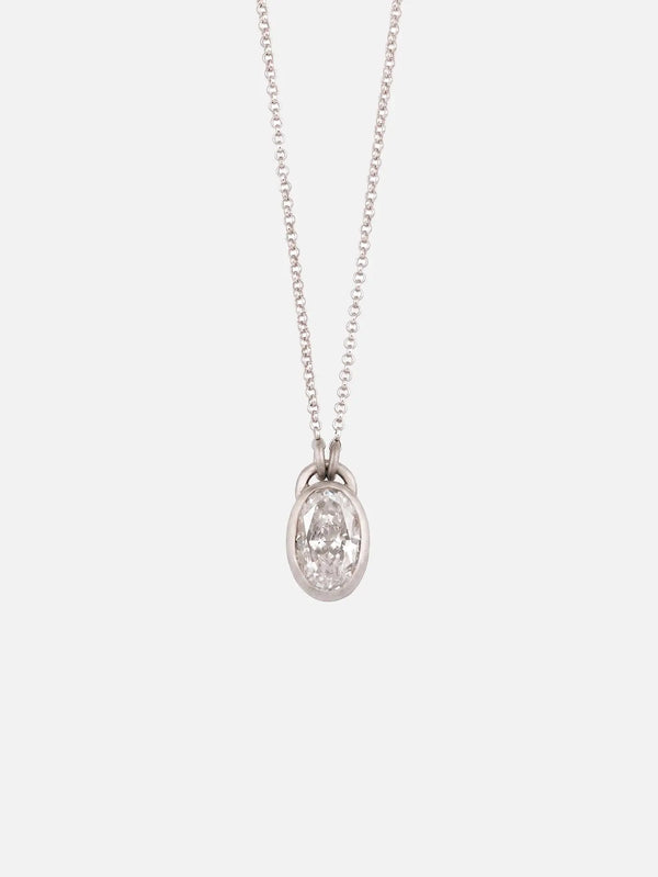 ECE LONDON Aurea Sol Necklace – gümüş, ön görünüm, oval taş kolye