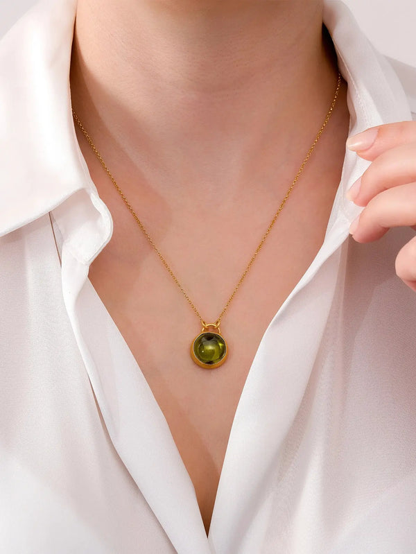 ECE LONDON Aurea Terra Necklace - Gold – altın, yeşil, önden görünüm