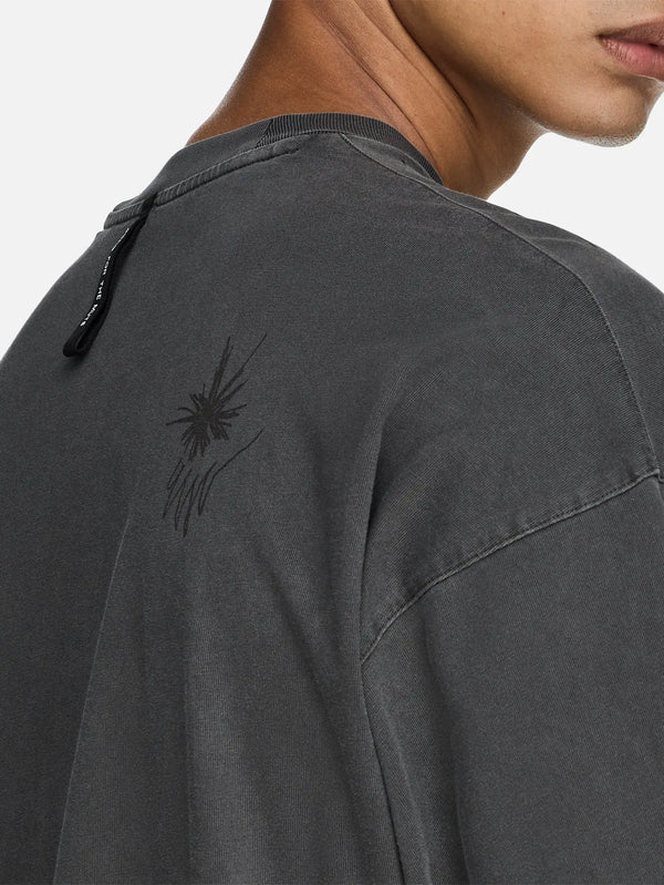 ADIDAS ORIGINALS adidas Running x Song For The Mute T-Shirt - Utili – gri, arka omuz bölgesindeki palm ağacı baskısı