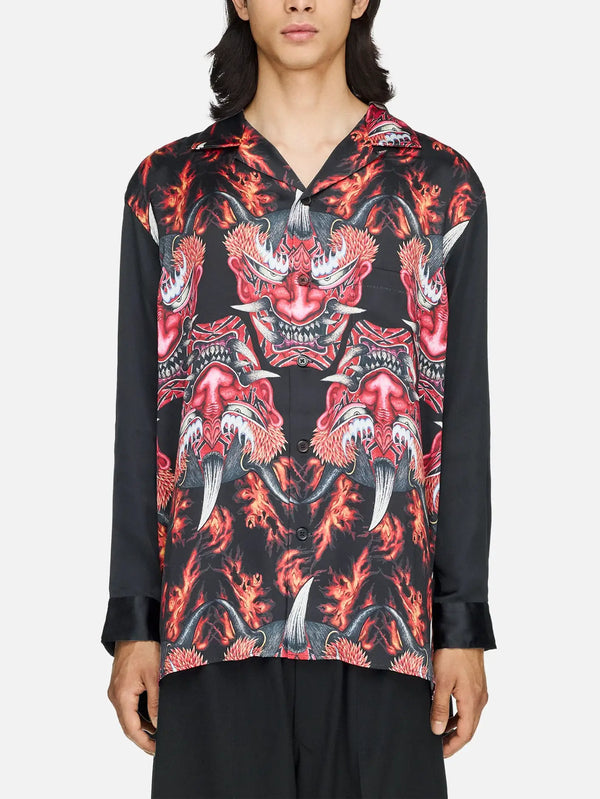 Y-3 Red Satin Graphic Shirt – multicolor, önden görünüm