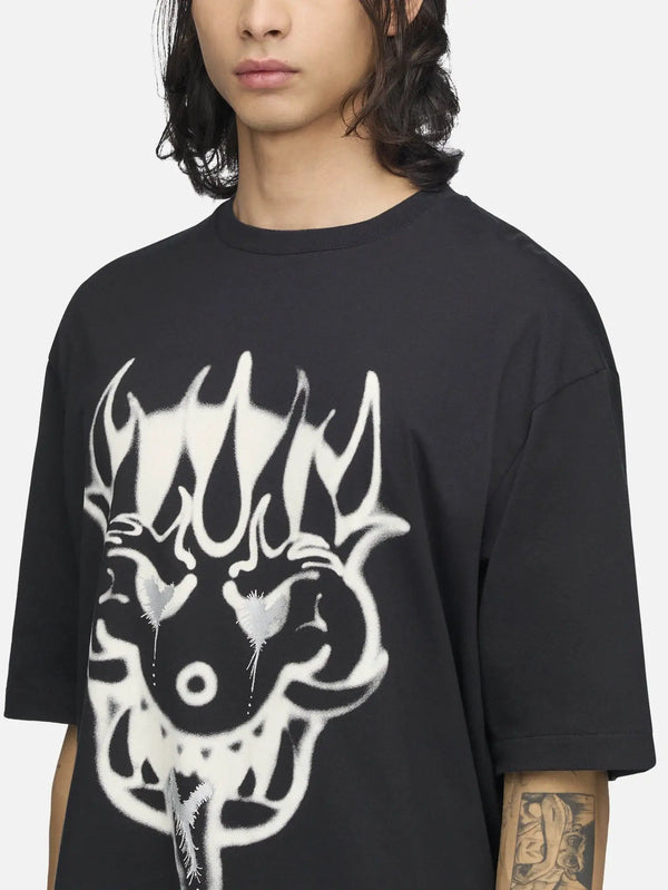 Y-3 Chito Graphic SS Tee - Black – Black, önden görünüm, beyaz grafik baskısı