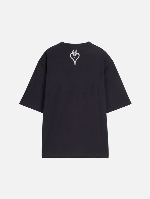 Y-3 Chito Graphic SS T-Shirt – siyah, arka görünümde beyaz grafik