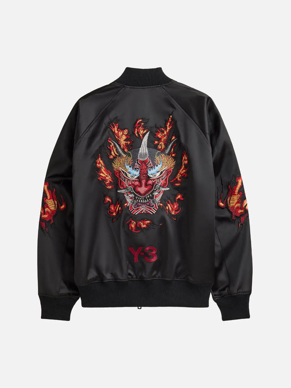ADIDAS ORIGINALS Embroidered Graphic Satin Souvenir Jacket - Black – siyah, arka görünüm