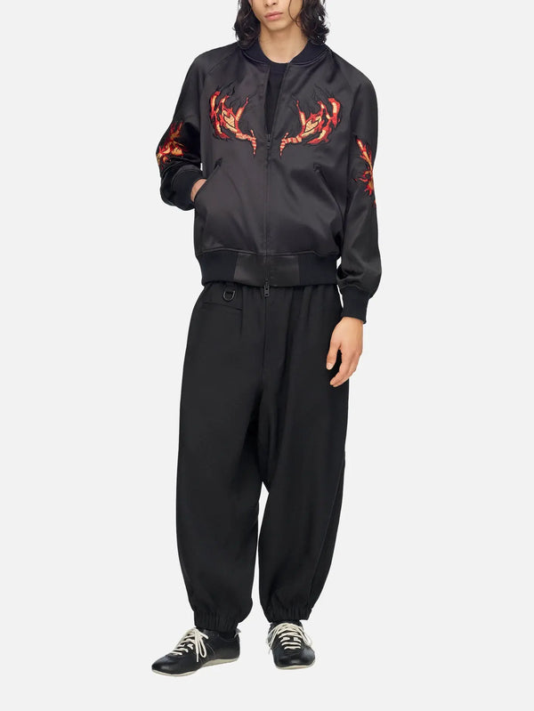 ADIDAS ORIGINALS Embroidered Graphic Satin Souvenir Jacket - Black – siyah, önden görünüm