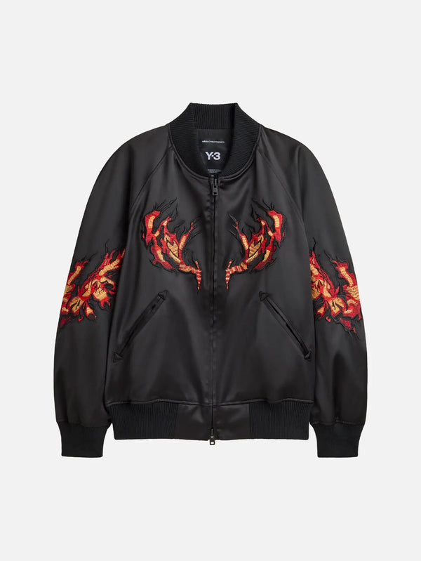 ADIDAS ORIGINALS Embroidered Graphic Satin Souvenir Jacket - Black – siyah, önden görünüm