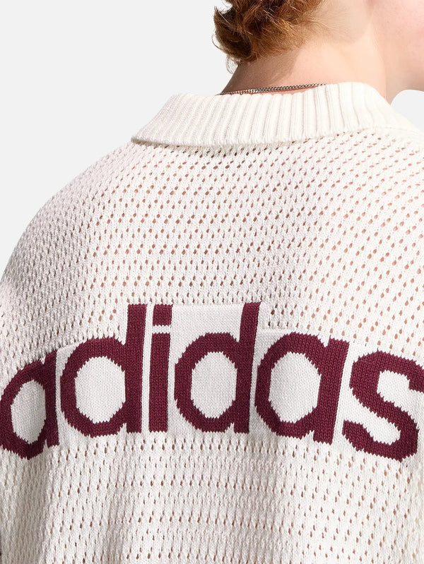 ADIDAS ORIGINALS Crochet Jersey - Cloud White – arka görünüm, delikli kroşe örgü