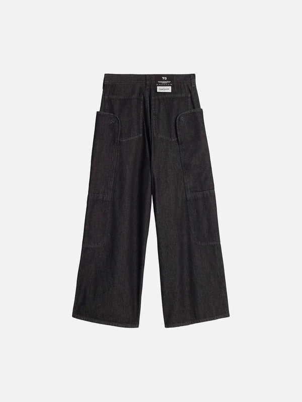Y-3 Denim SL Pant W - Black – siyah, arka görünüm ve yan kargo cepleri