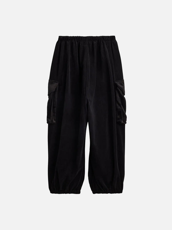 Y-3 VC Cargo Pant W – siyah, kadife görünümlü kumaş, yan kargo cepleri, önden görünüm