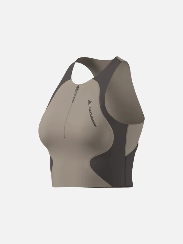ADIDAS ORIGINALS adidas x Hermanos Koumori Running Crop Top - Wonde – bej ve koyu gri, önden görünüm