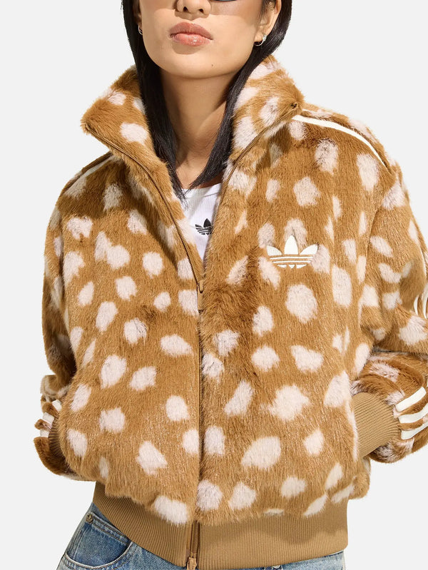 ADIDAS ORIGINALS Animal Print Firebird Jacket – Brown Desert, önden görünüm