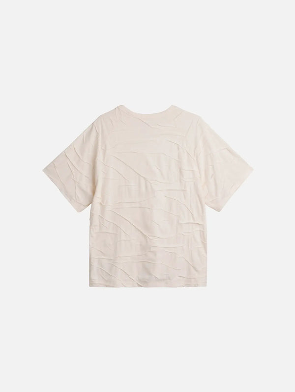 Y-3 Pleated SS Tee - Chalk White – arkadan görünüm