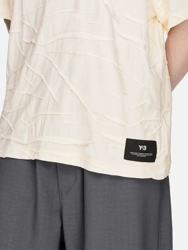 Y-3 Pleated SS Tee – Chalk White, yan görünüm