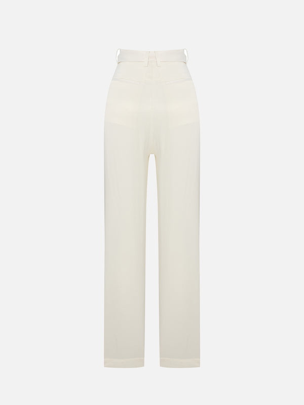 COME AS YOU ARE, Kuşaklı Cupro Pantolon - Kırık Beyaz, PANTOLON, shopi go'da!