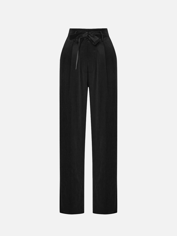 COME AS YOU ARE, Kuşaklı Cupro Pantolon - Noir, PANTOLON, shopi go'da!