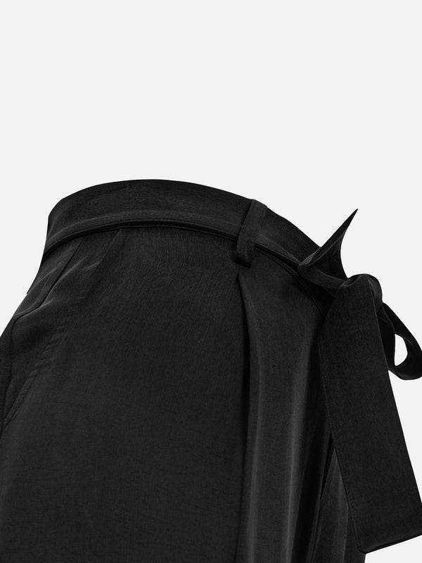 COME AS YOU ARE, Kuşaklı Cupro Pantolon - Noir, PANTOLON, shopi go'da!