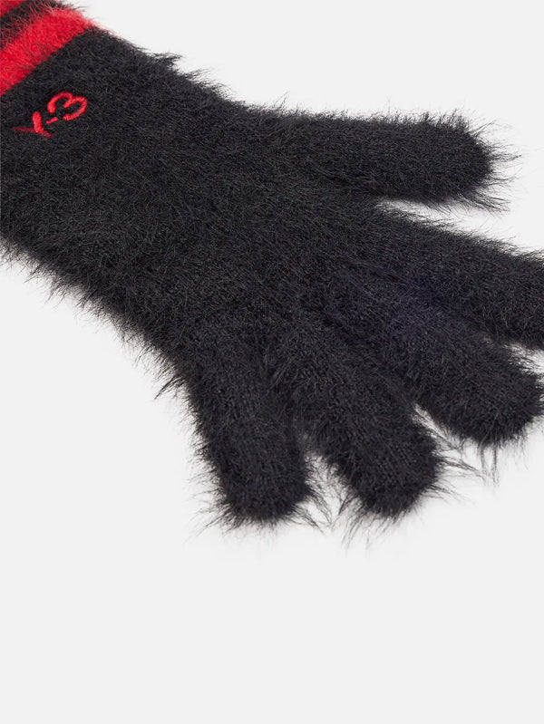 Y-3 3S Gloves – Black/Scarlet, yakından görünüm