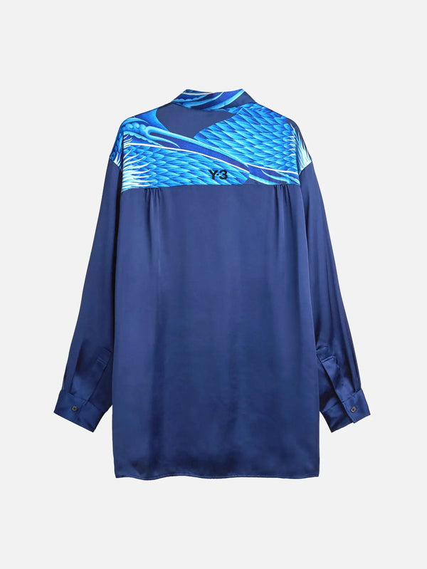 Y-3 Y-3 Blue Satin Graphic Shirt - Multicolor – arka görünüm