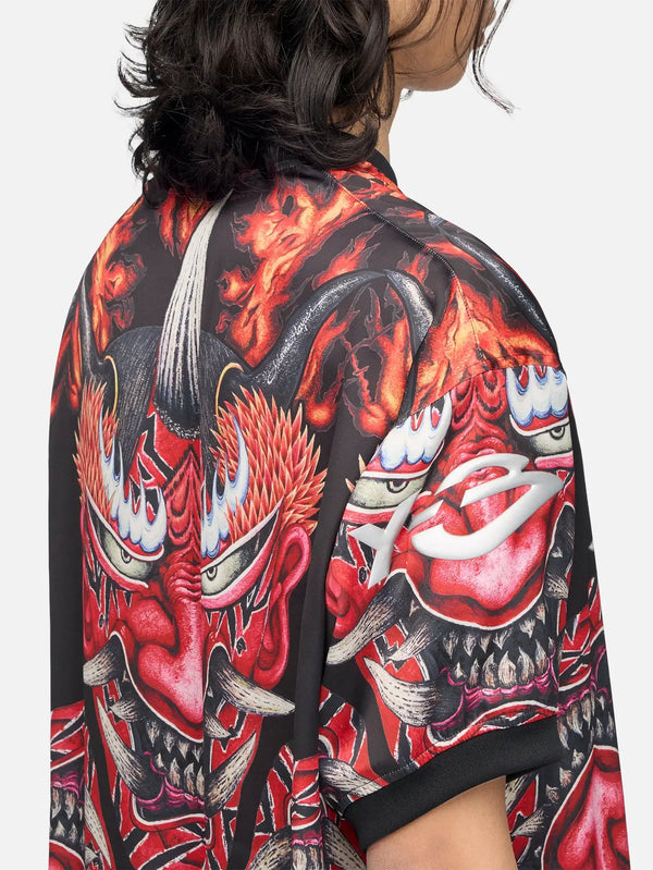 Y-3 Y-3 Red Satin Graphic Jersey - Multicolor – kırmızı-siyah, arkadan görünüm