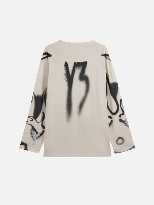 Y-3 Chito Graphic LS T-Shirt – Chalk White, arkadan görünüm
