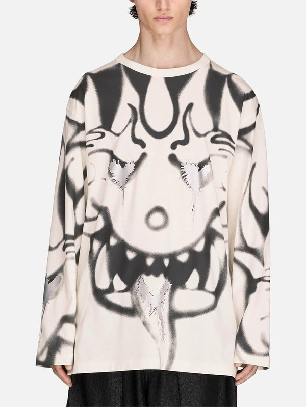 Y-3 Chito Graphic LS T-Shirt – Chalk White, önden görünüm