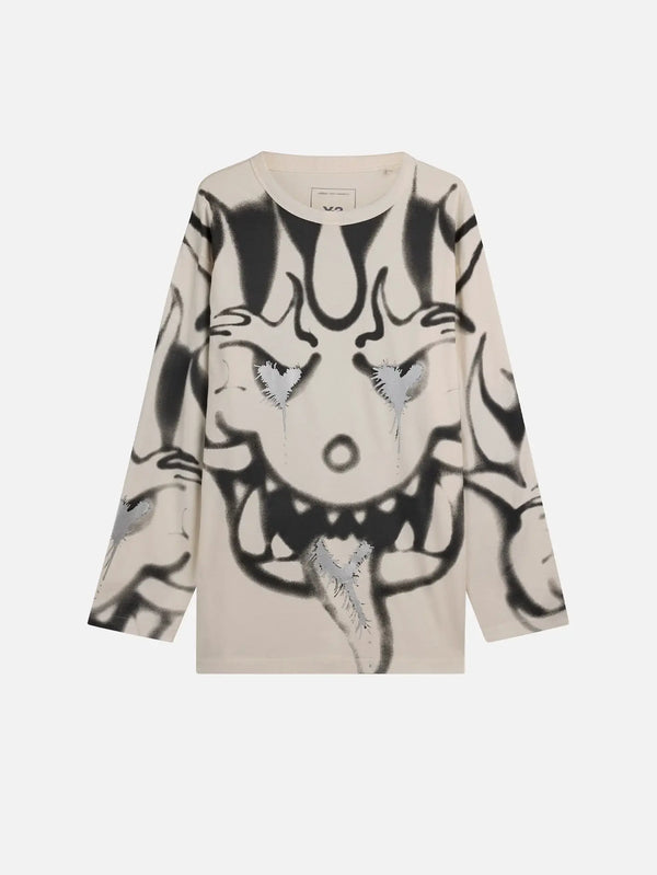 Y-3 Chito Graphic LS T-Shirt – Chalk White, ön görünüm