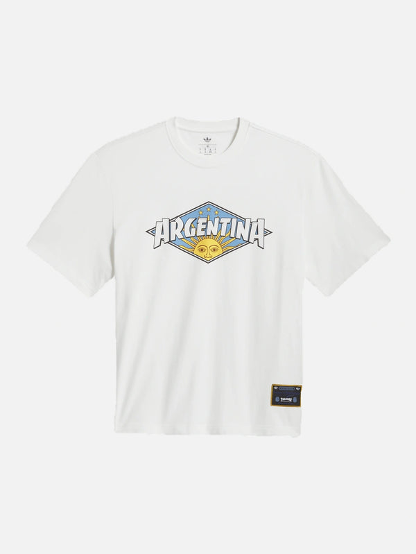 ADIDAS ORIGINALS Thrasher x AFA Argentina Tee 2 - Core White – ön baskılı tişört, önden görünüm