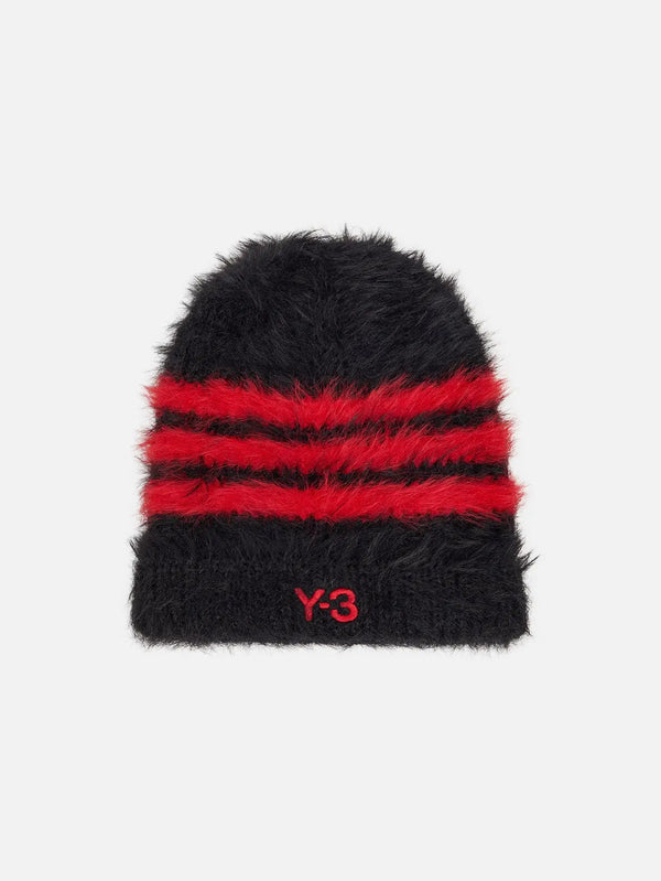 Y-3 3S Beanie – Black/Scarlet, önden görünüm