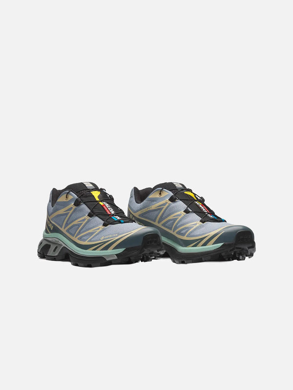 SALOMON XT-6 GORE-TEX Tradewinds – gri-mavi tonlar, iki ayakkabı önden görünüm