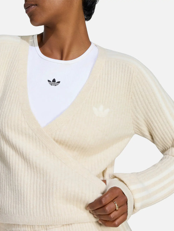 ADIDAS ORIGINALS Jennie x adidas Knit Wrap Cardigan - Bliss – krem, önden görünüm