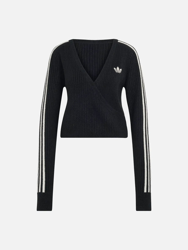 ADIDAS ORIGINALS Adiluna Season 2 x Jennie Knit Cardigan – siyah, önden görünüm, kısa kesim