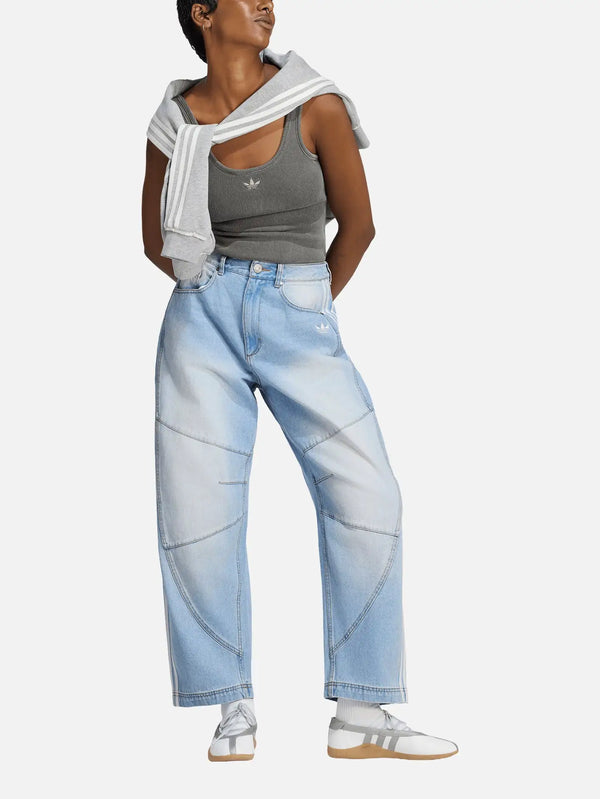 ADIDAS ORIGINALS Denim Barrel Pants – Light Blue, önden görünüm