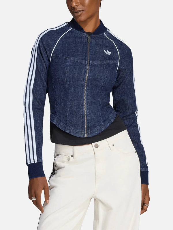 ADIDAS ORIGINALS Superstar Denim Corset Track Top – indigo denim, önden görünüm