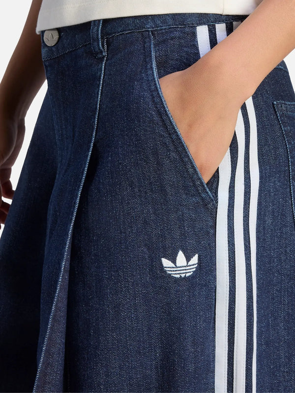 ADIDAS ORIGINALS Denim Pleats Wide Legs Pant - Indigo Denim – Indigo Denim, önden görünüm