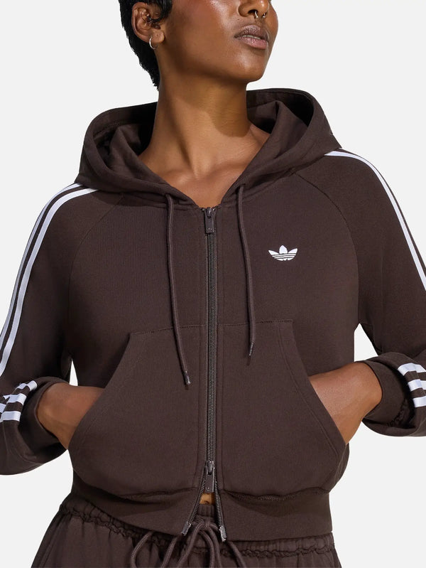 ADIDAS ORIGINALS GFX Zip Top - Aurora Coffee, önden görünüm, kapüşonlu, trefoil logosu