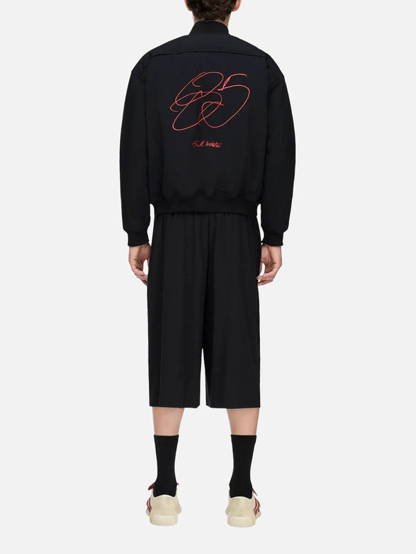 ADIDAS ORIGINALS Tyrell Winston x adidas College Jacket - Black, arka görünüm ve kırmızı grafik detayı