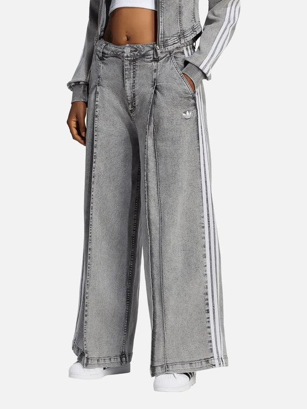 ADIDAS ORIGINALS Denim Pleats Wide Legs Pant – Washed Grey Denim, önden görünüm