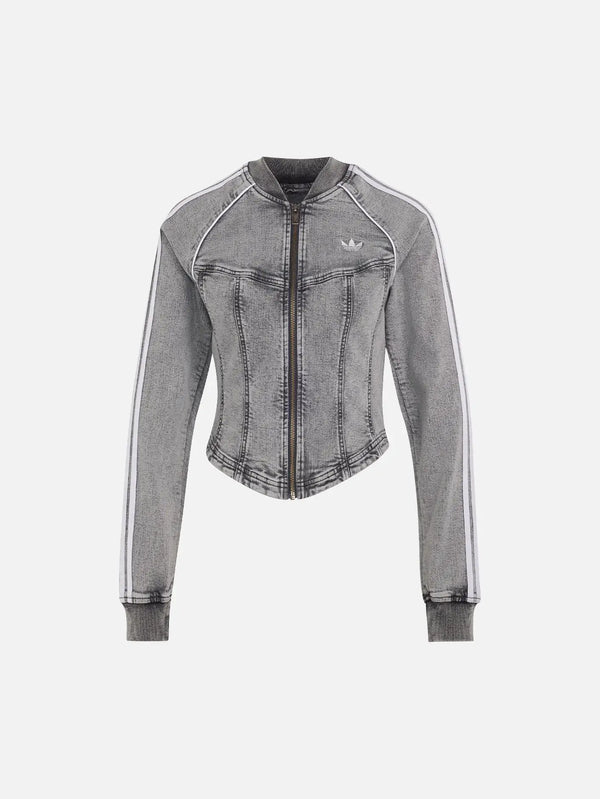 ADIDAS ORIGINALS Superstar Denim Corset Track Top – Washed Grey Den, önden görünüm