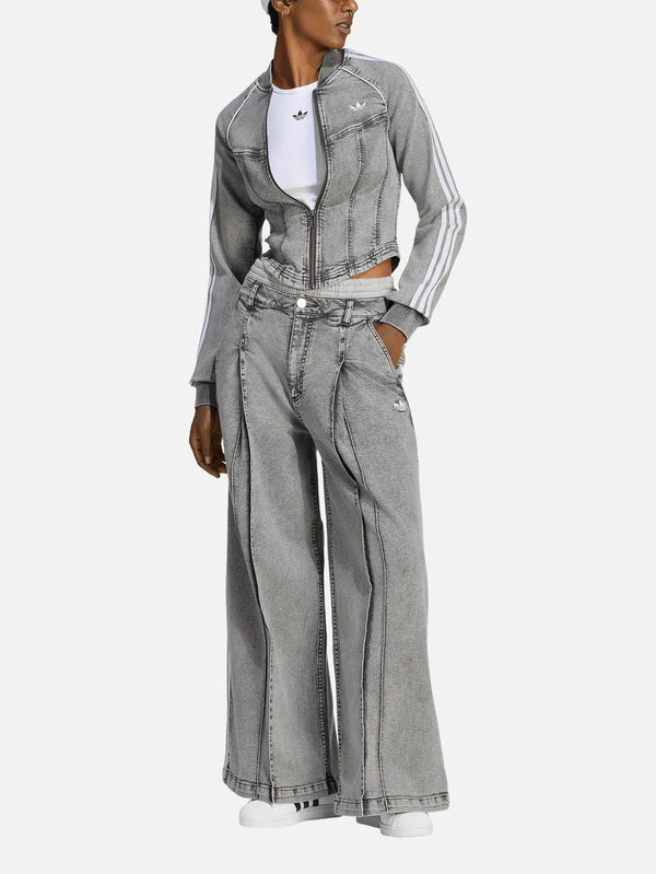 ADIDAS ORIGINALS Superstar Denim Corset Track Top – Washed Grey Den, önden görünüm
