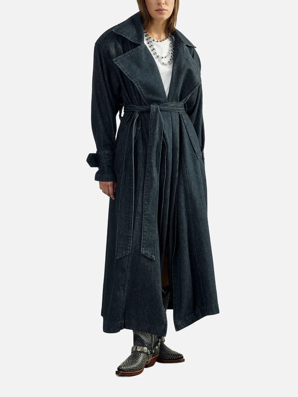 EX DE RUE Loom Female Trenchcoat – lacivert, ön görünüm
