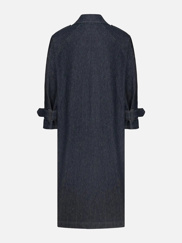 EX DE RUE Loom Female Trenchcoat – lacivert denim, arka görünüm