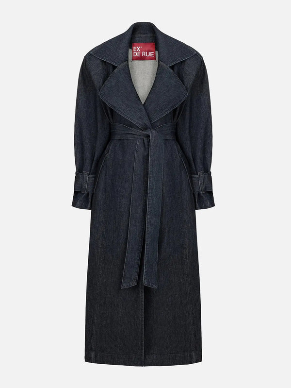 EX DE RUE Loom Female Trenchcoat – lacivert, ön görünüm